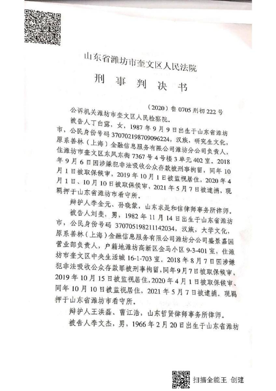 岳云霞非法吸收公众存款案一审判决书