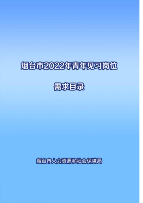 烟台市2022年青年见习岗位需求目录