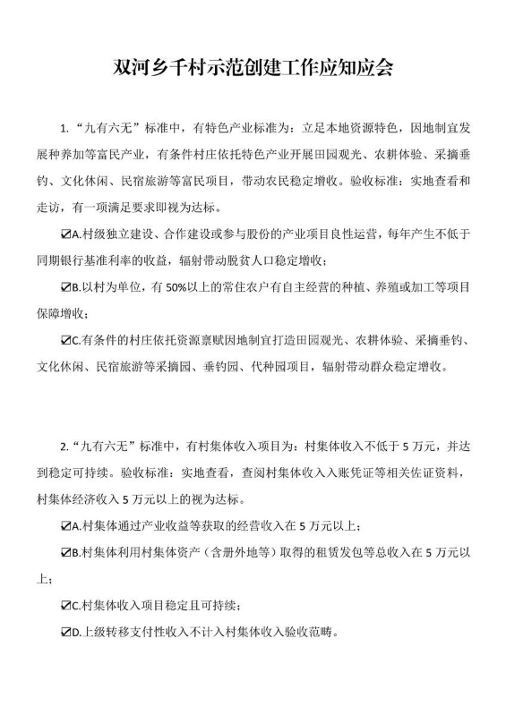 双河乡千村示范创建工作应知应会（基础篇）