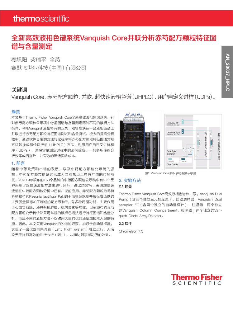 3. 全新高效液相色谱系统Vanquish Core并联分析赤芍配方颗粒特征图谱与含量测定