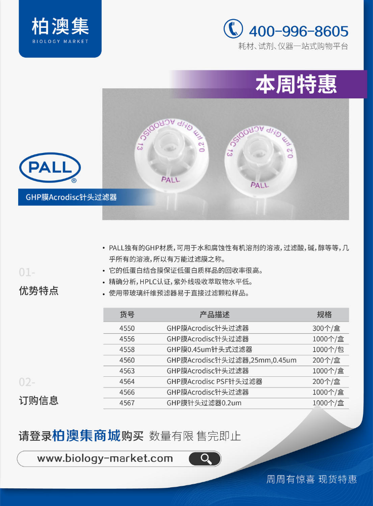 PALL GHP膜Acrodisc针头过滤器