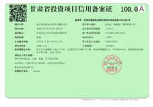 甘肃省投资项目信用备案证  100(2)