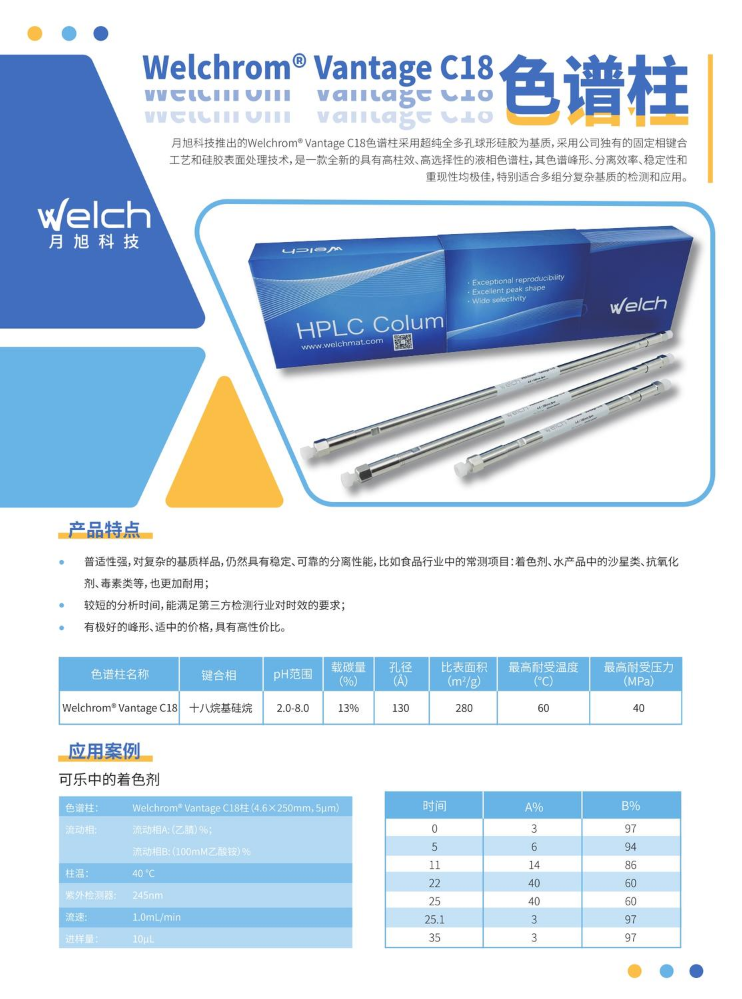 Welchrom® Vantage C18色谱柱