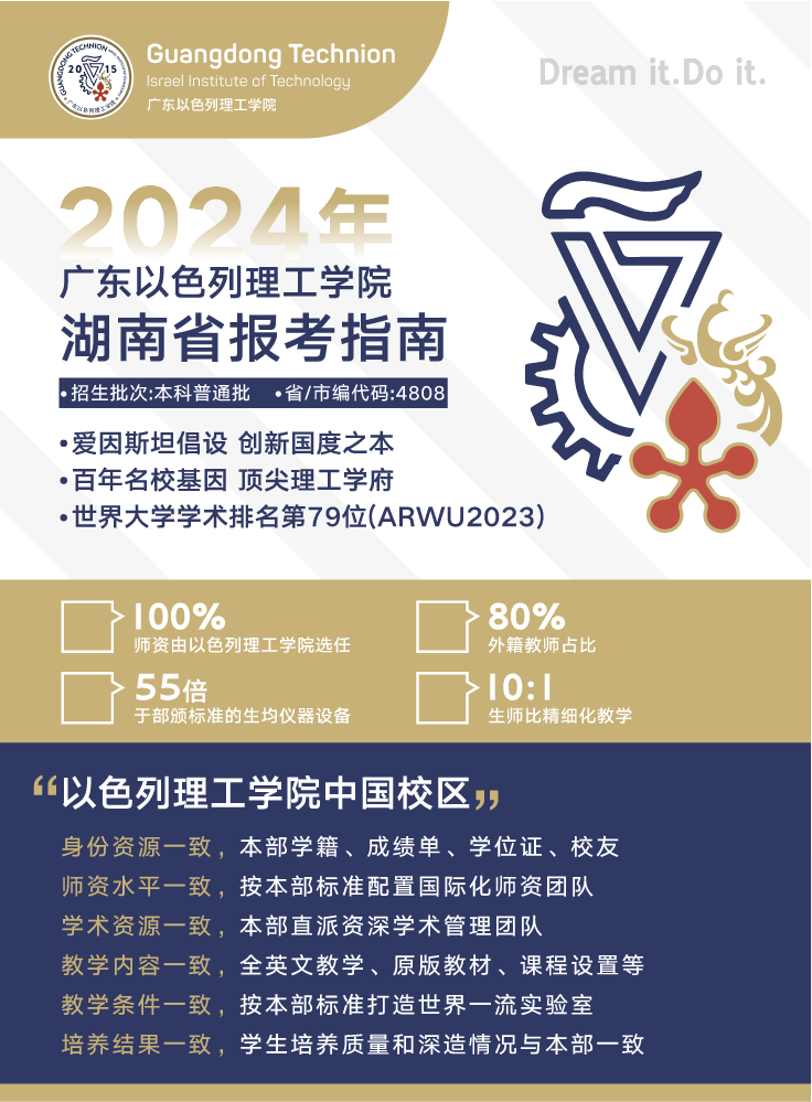 广东以色列理工学院2024年湖南省报考指南