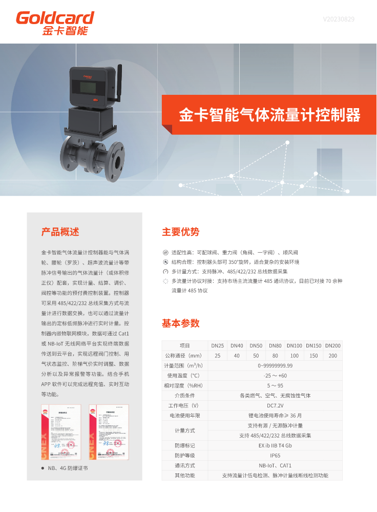 金卡智能气体流量计控制器