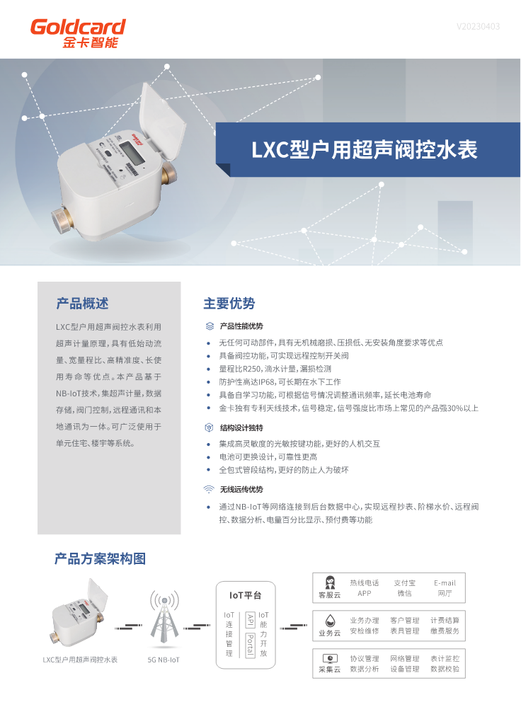 LXC型户用超声阀控水表