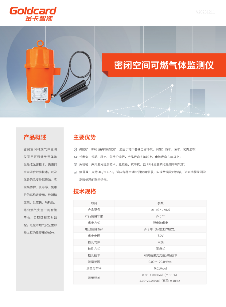 密闭空间可燃气体监测仪