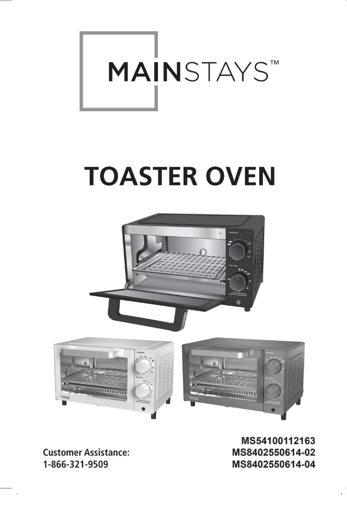 Mainstays Toaster Oven User Manual