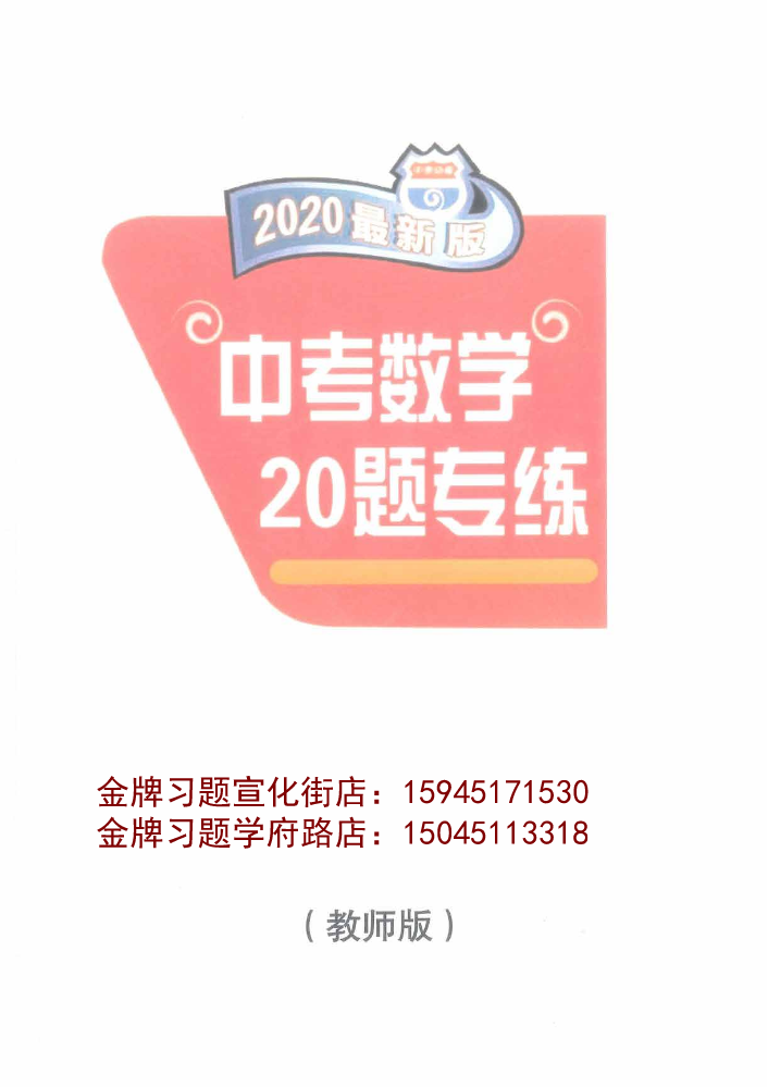 2020版中考必备数学20题专练（教师版）