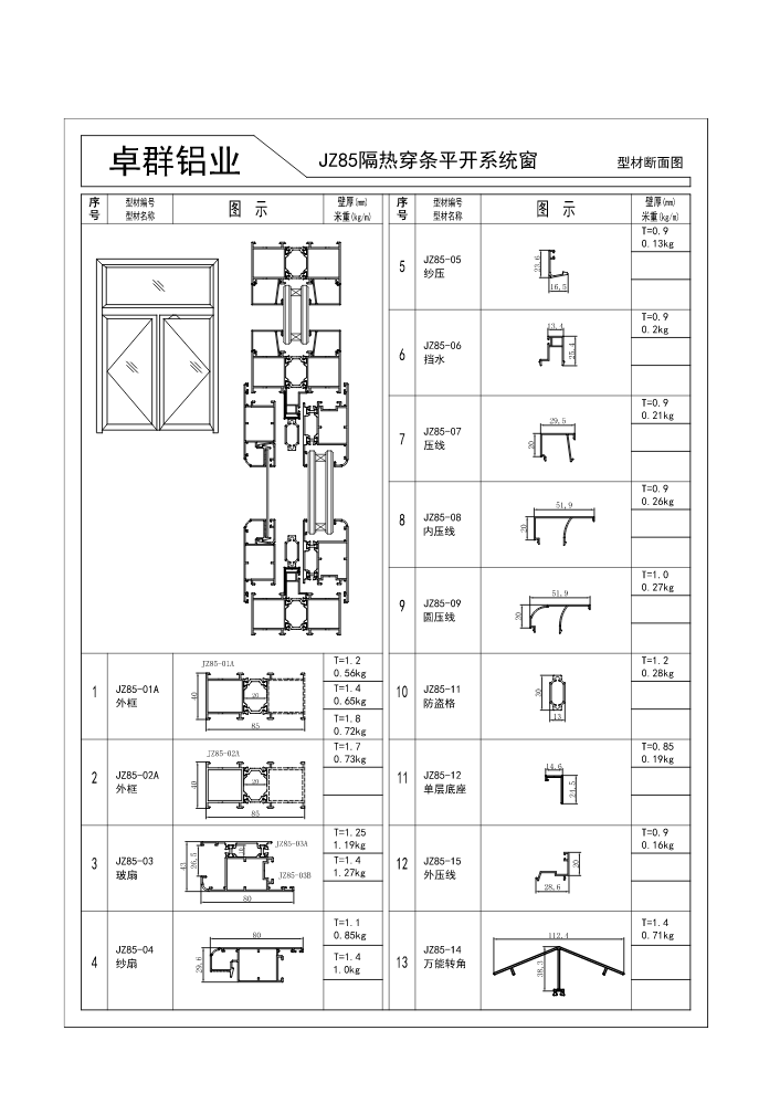 卓群铝业系统推拉窗