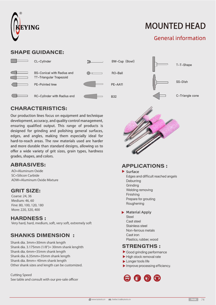 Keying Abrasives-Mounted Head