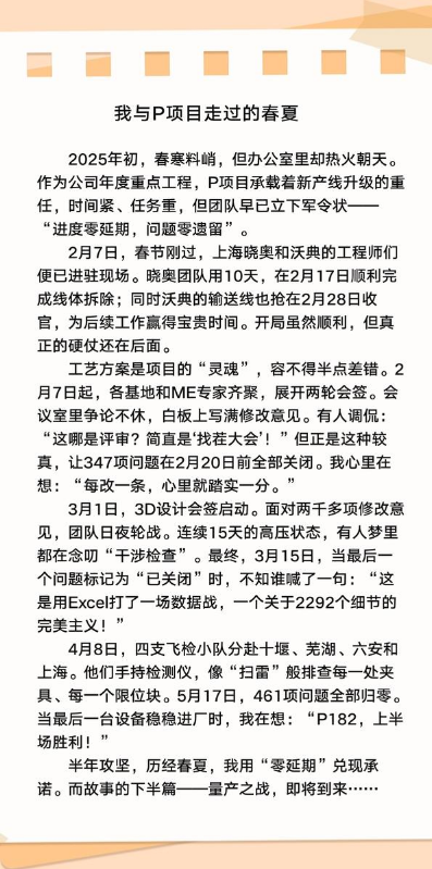 我与P项目走过的春夏