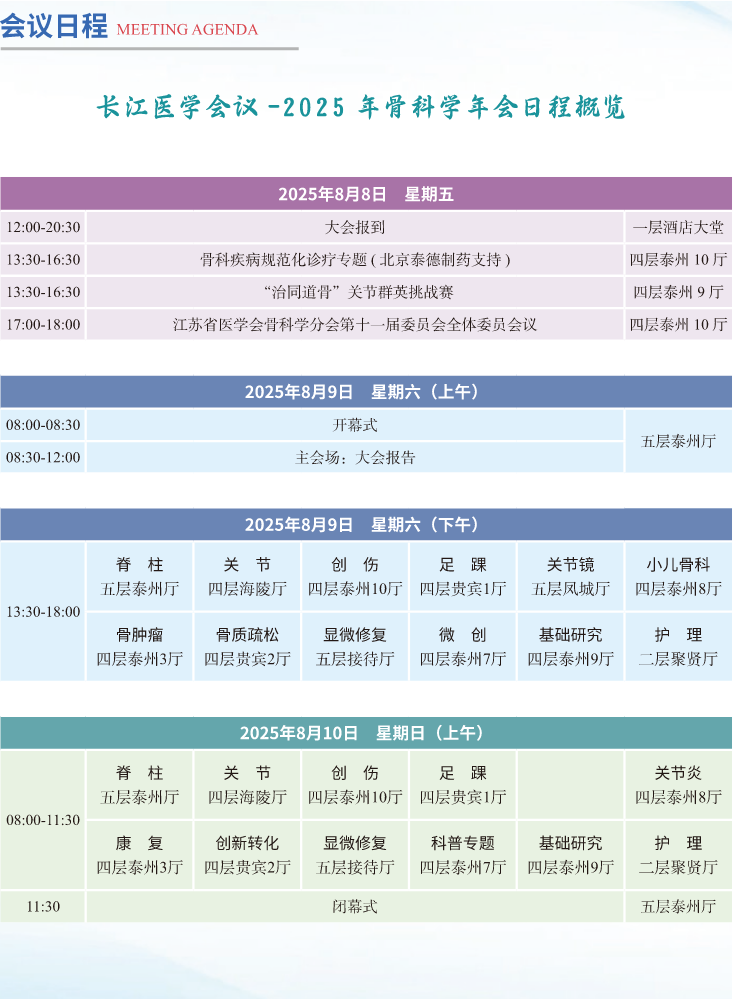 2025骨科学年会日程