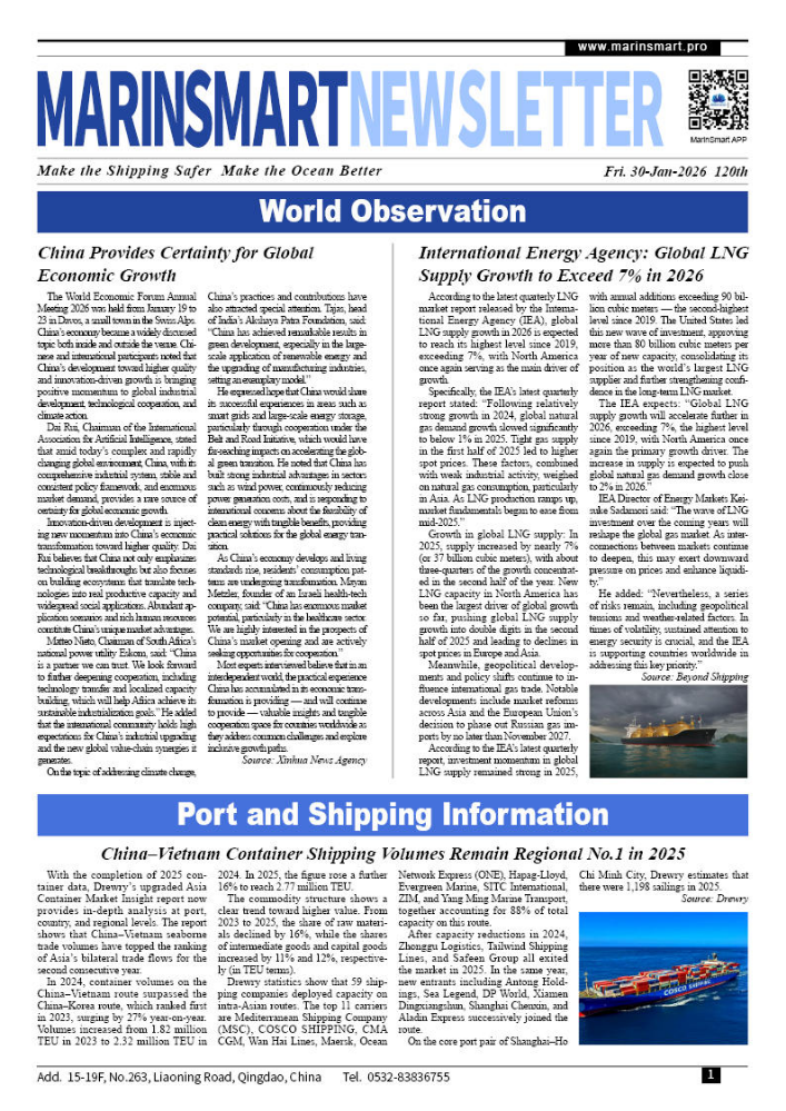 【MARINSMART NEWSLETTER】NO.120-2026.01.30