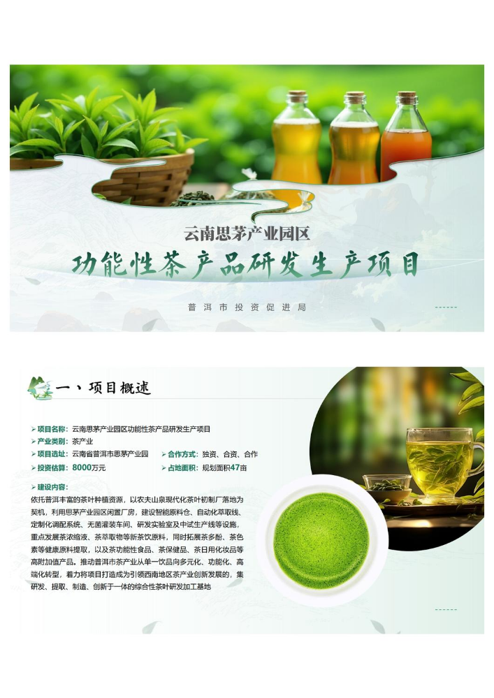云南思茅产业园区功能性茶产品研发生产项目