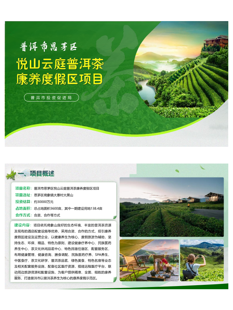 普洱市思茅区悦山云庭普洱茶康养度假区项目