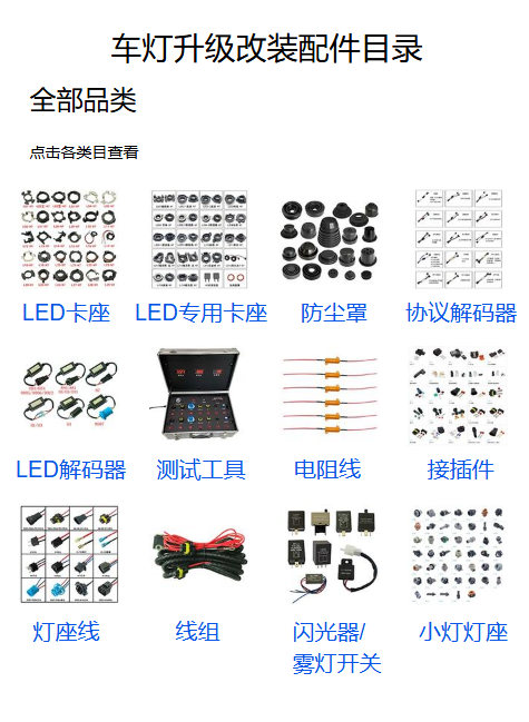 汽车升级改装配件目录