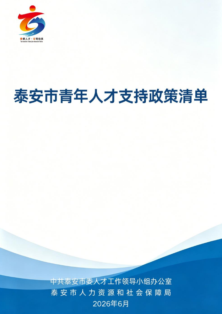 泰安市青年人才支持政策清单